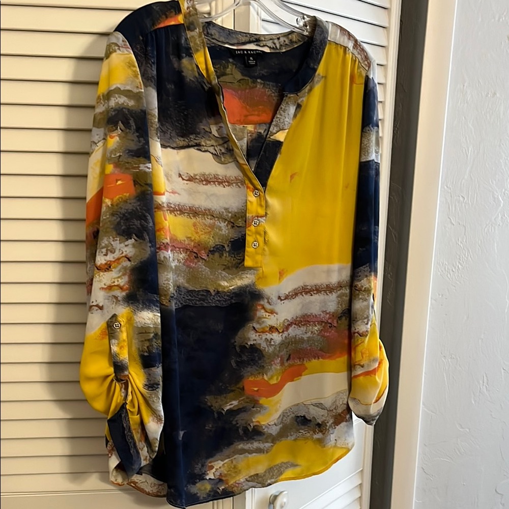 Zac & Rachel Chic Art To Wear Women's Multicolor Blouse SZ XL